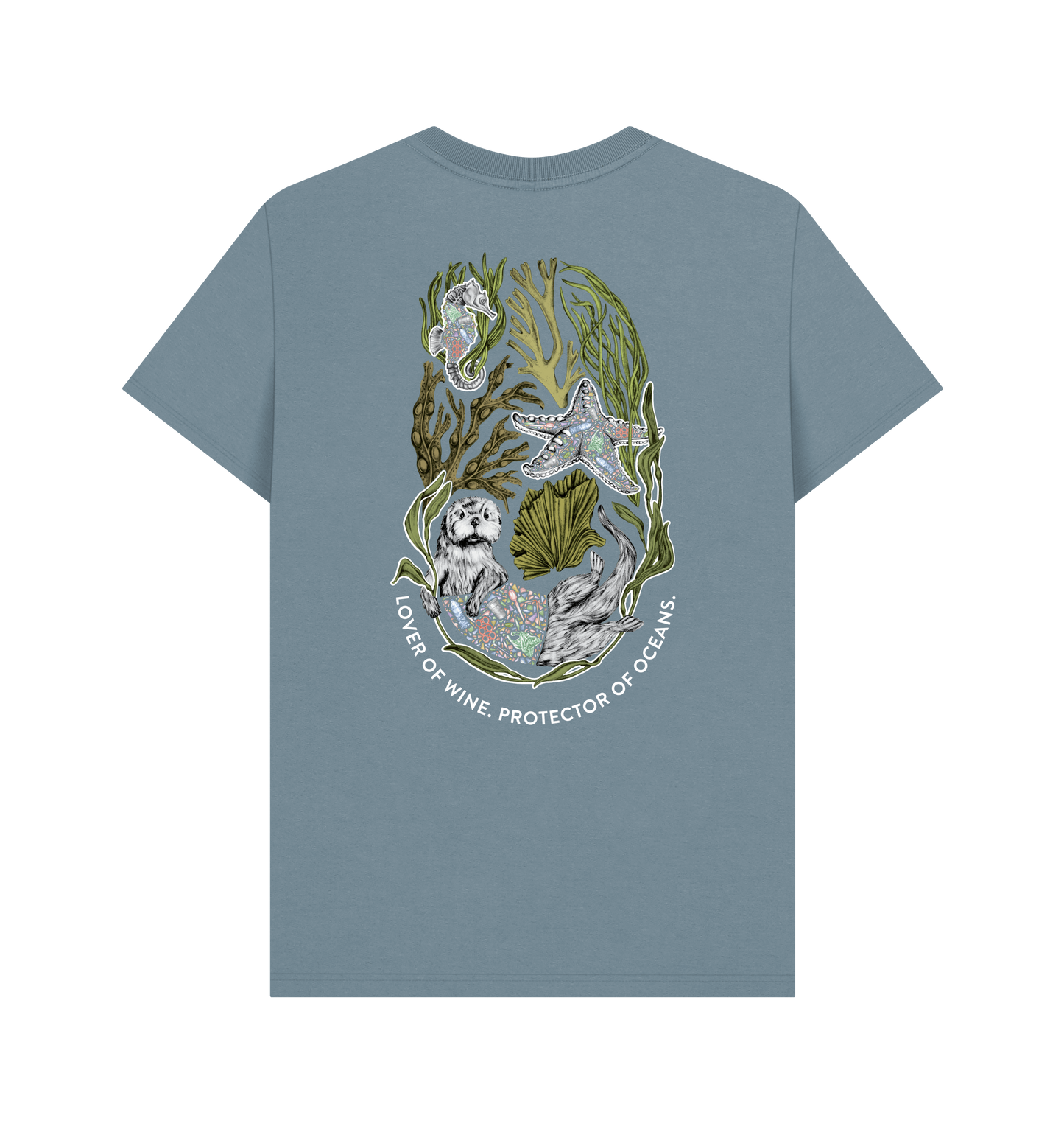 
                  
                    Stone Blue Printed T-shirt Back
                  
                