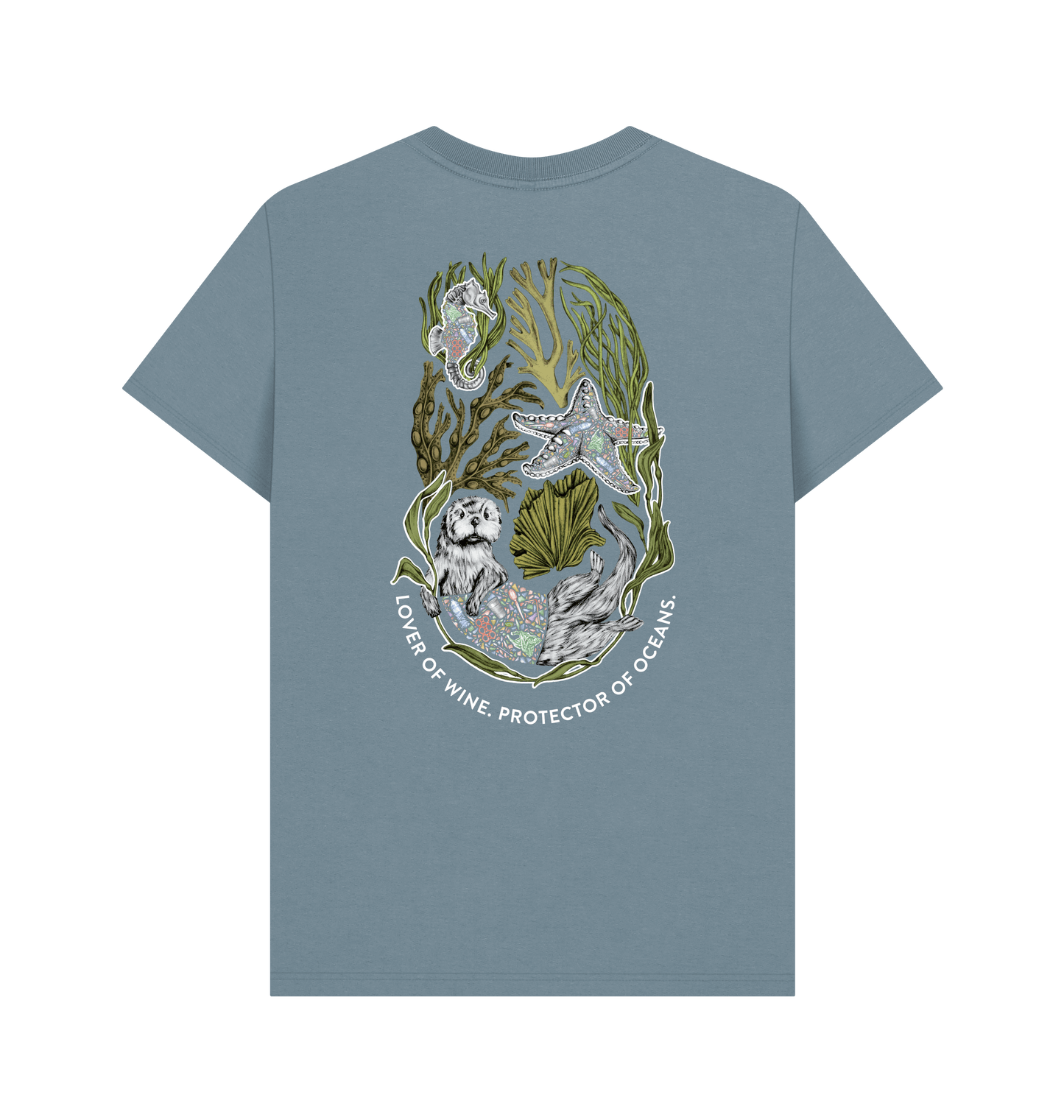 
                  
                    Stone Blue Printed T-shirt Back
                  
                